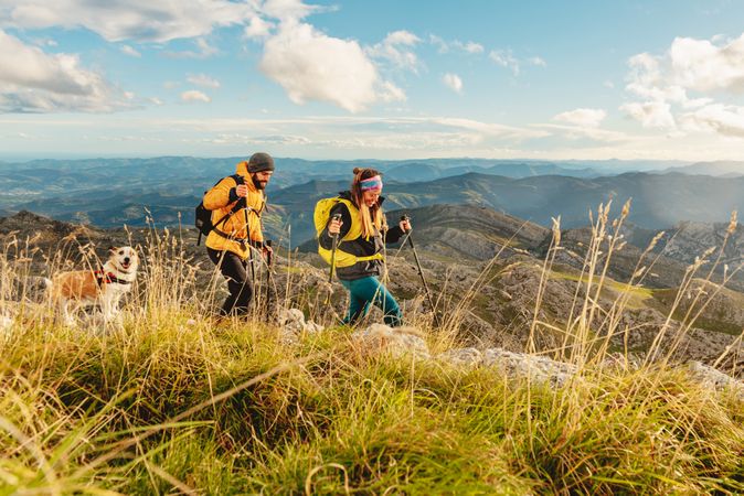 people trekking in the mountains