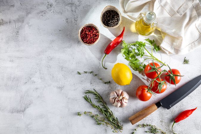 Ingredients for cooking on the table