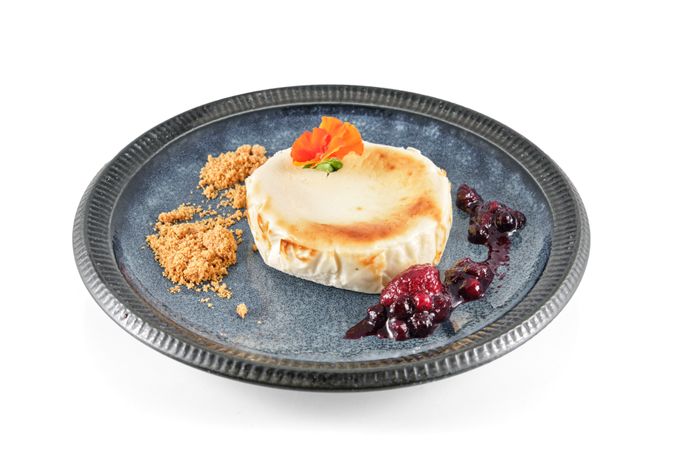 Roasted cheese with cranberry jam