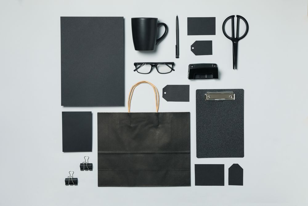 Mockup business brand template on light gray background, space for text