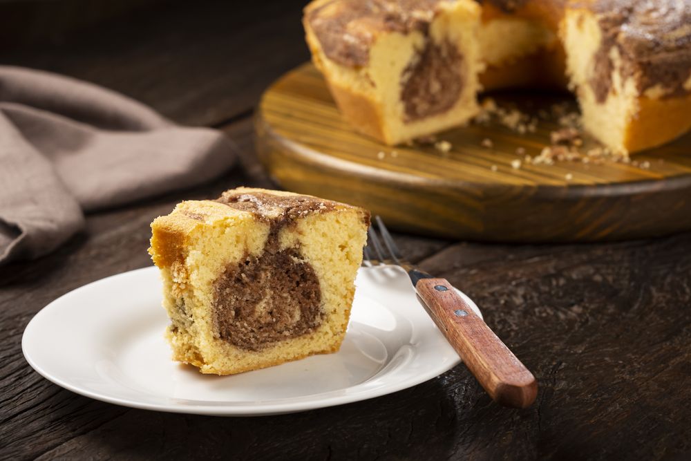 Homemade marble cake. Delicious marble cake with chocolate and vanilla.