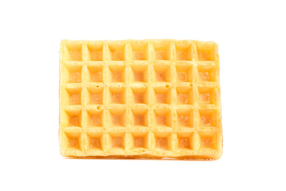 Sweet Belgian waffle isolated on blank background