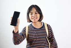 Asian School Kids Holding Screen Smartphone