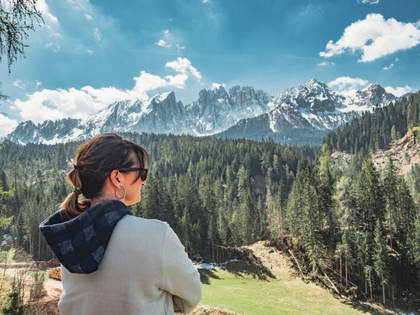 Woman looking at amazing landscape