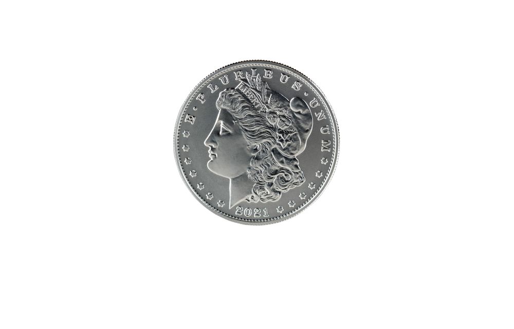Mint state Morgan silver dollar