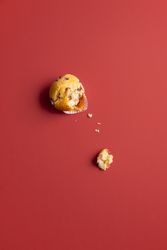 Strawberry muffin with a missing bite