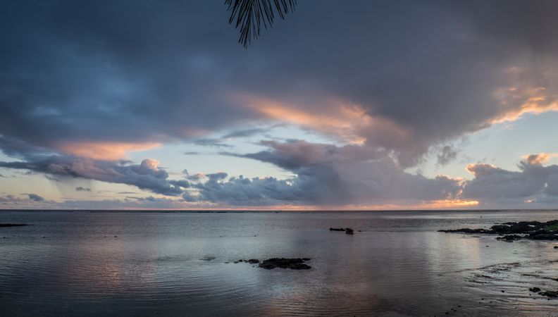Blue sky at sunrise in Mauritius
