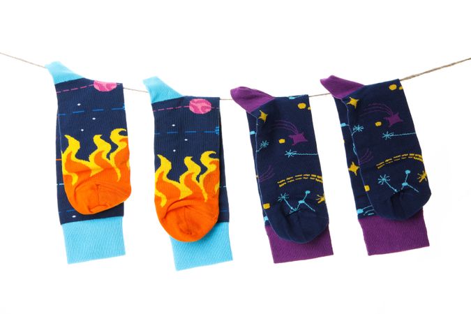 Concept of clothes for legs - socks, isolated on blank background