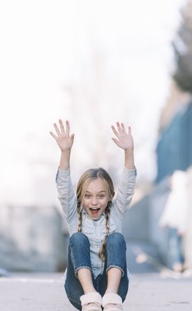 Kid playing with skateboard