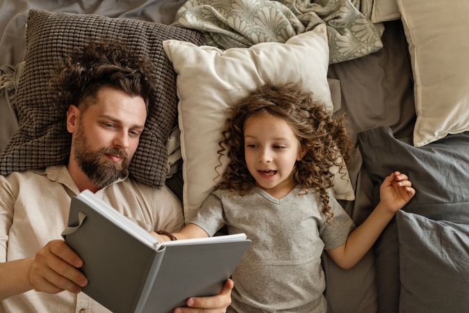 Dad and daughter at home