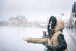 Happy woman on a snowy day