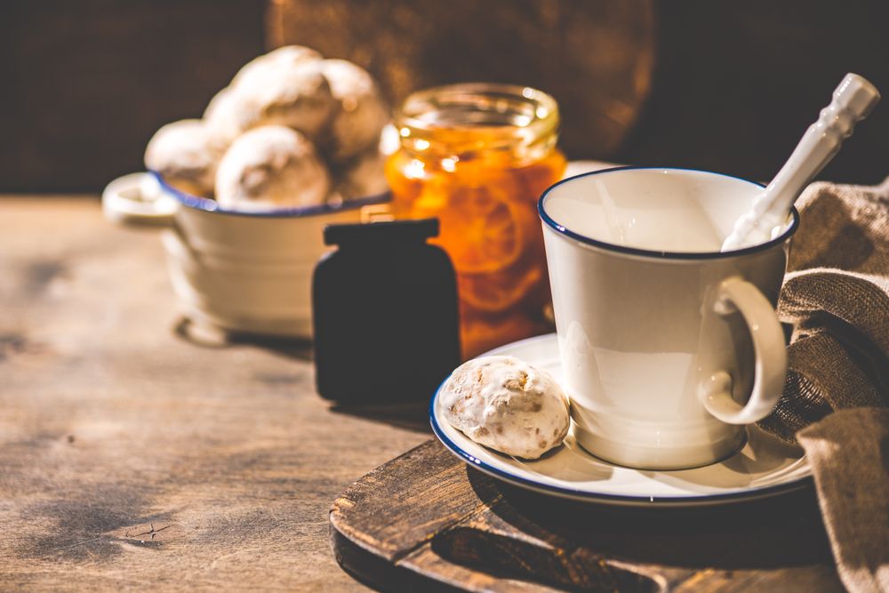 Tea time with tea and cookie