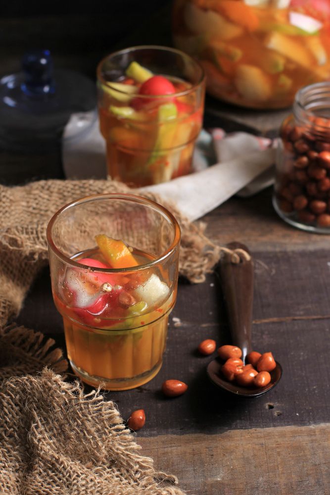 Asinan Buah Bogor or Rujak Buah, Fruit Pickle Made from Sliced Fresh Tropical Fruits