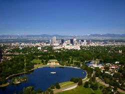 Aerial view of downtown Denver, Colorado