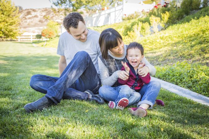 Interracial Family Having Fun Outside