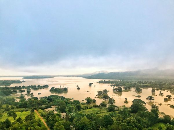 Flooded aerial view - Hot air Ballon