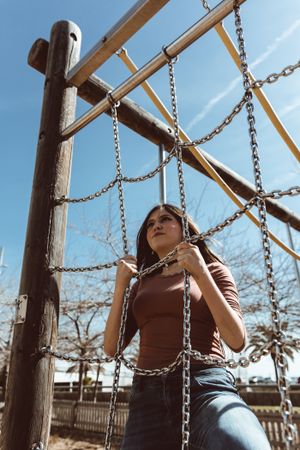 Young woman on playground