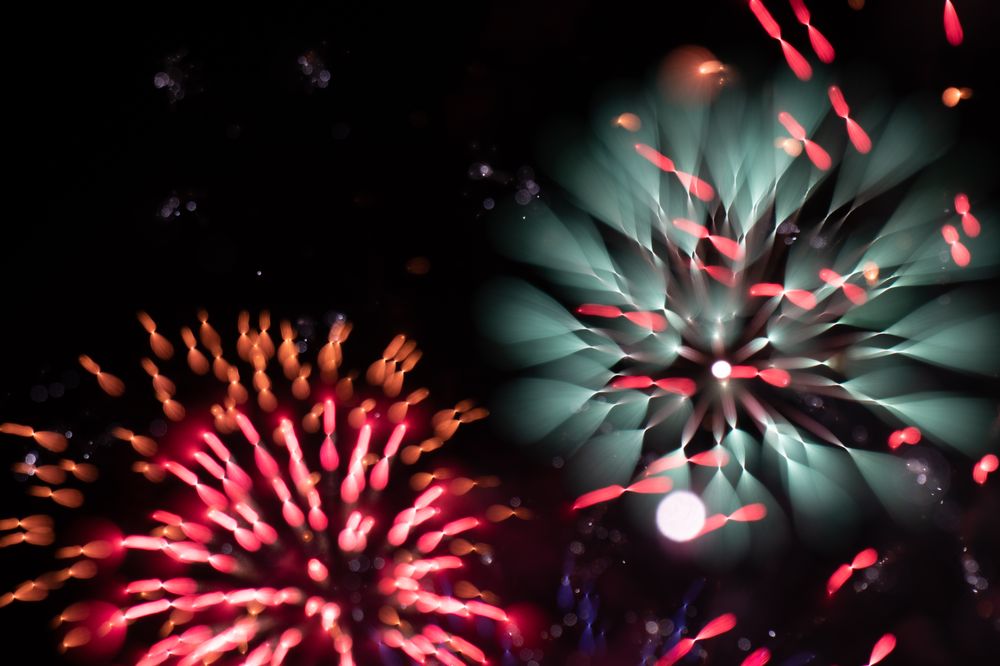 Bright fireworks on night sky