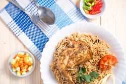 Kebuli rice with fried chicken