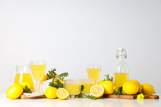 Concept of fresh summer drink - Limoncello cocktail