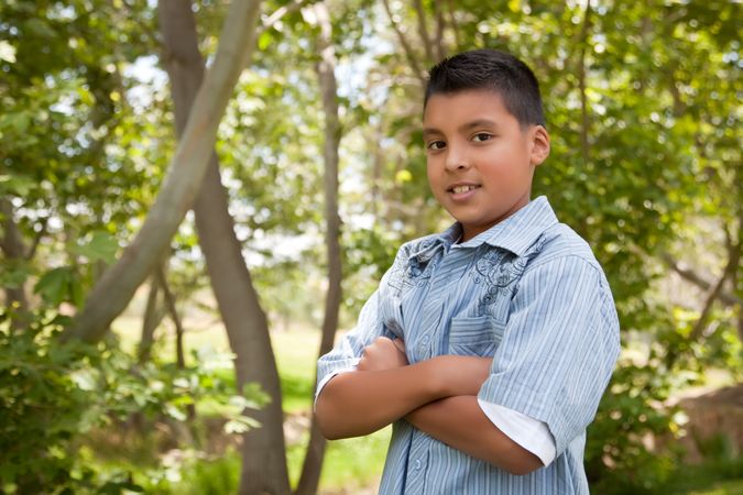 Handsome Young Hispanic Boy in the Park