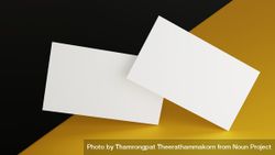 3.5 x 2 inch paper size on dark and yellow background, copy space 5rjep5