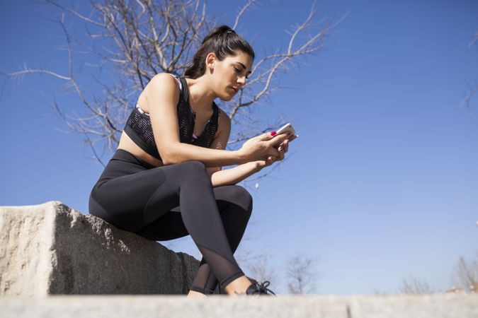 brunette woman running