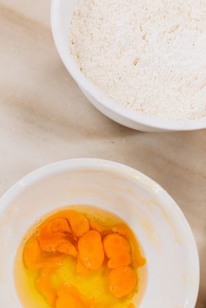Eggs and flour for dough