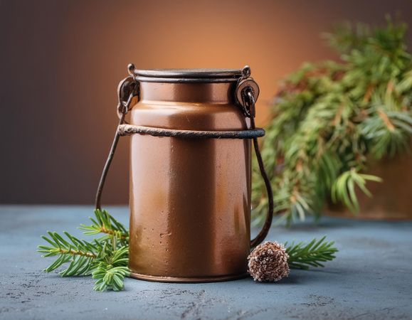 Copper bottle with Christmas pine