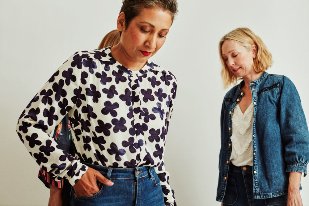 Women together looking serious