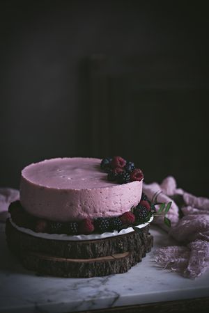 Strawberry tart on table