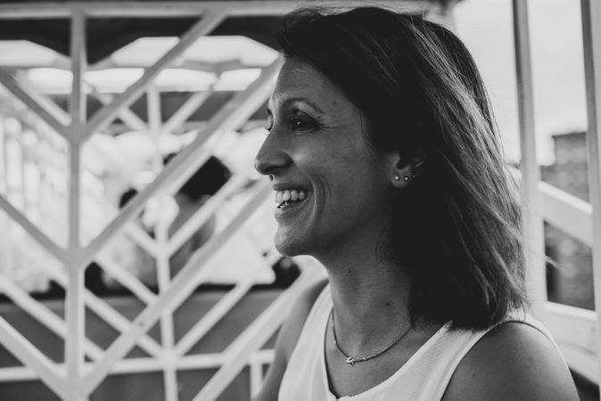 Mother riding Ferris wheel
