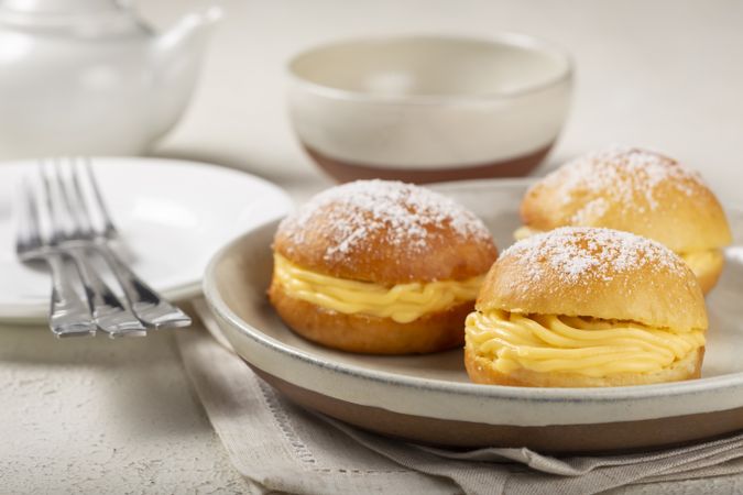 Berlin balls. Bread stuffed with icing cream.