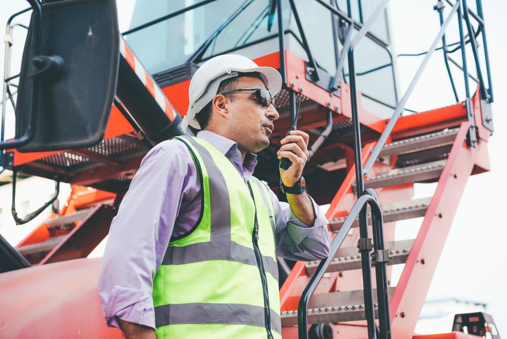 Man working at shipping delivery and export import business