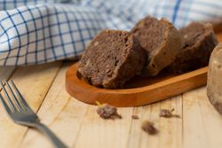 Slices of banana chocolate cake