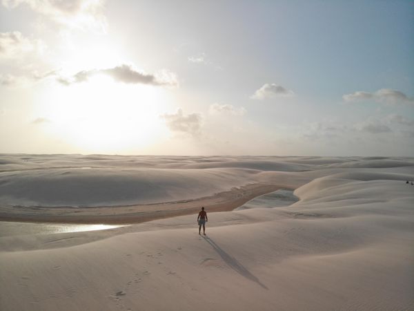 Man standing in sparse desert