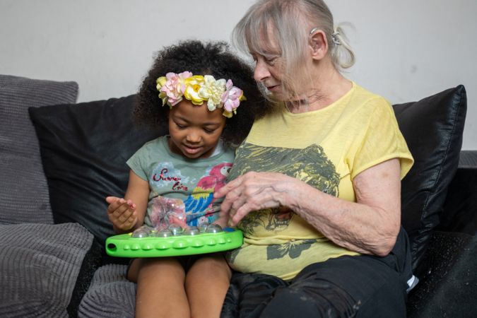 Older woman and grandchild