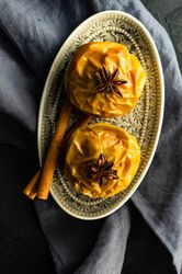 Top view of two baked apples