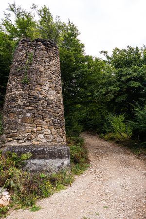 Ruins of Kvetera fortress city in the Georgian Caucasus mountains