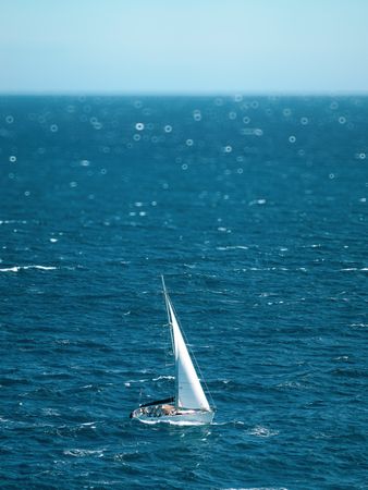 A sail boat outing on the A view of the choppy Mediterranean Sea