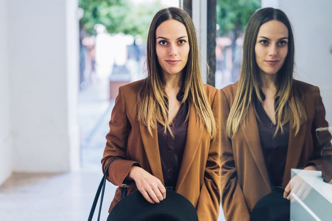 Fashionable female in trendy wear at mall