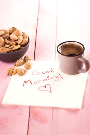Bowl of nuts and a good morning text