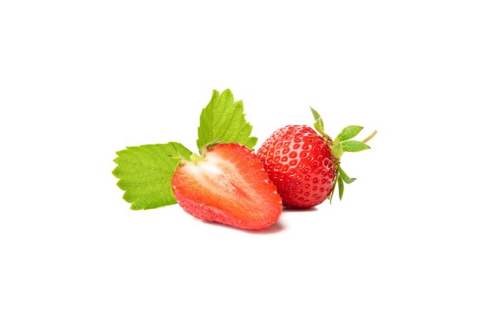 Tasty red strawberry isolated on plain background. Summer berry