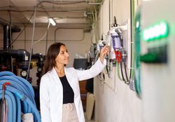 Safety inspector checking electrical equipment