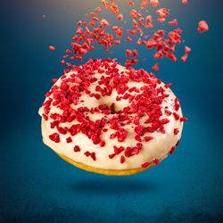Flying donut with icing