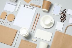 Mockup business brand template on light gray background, space for text