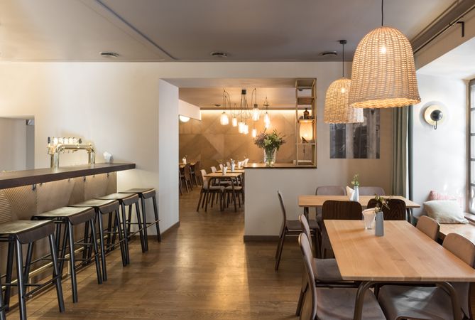 Interior of cozy restaurant