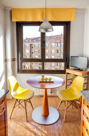Kitchen with dining area next to the window