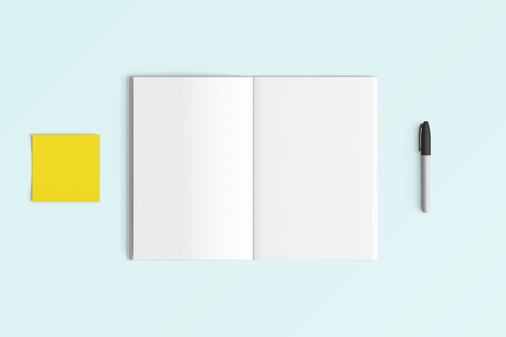 Modern workspace with  copy space on color background