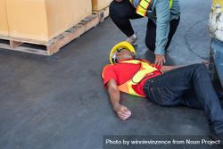Black male in PPE gear passed out on warehouse floor 5oXmx4